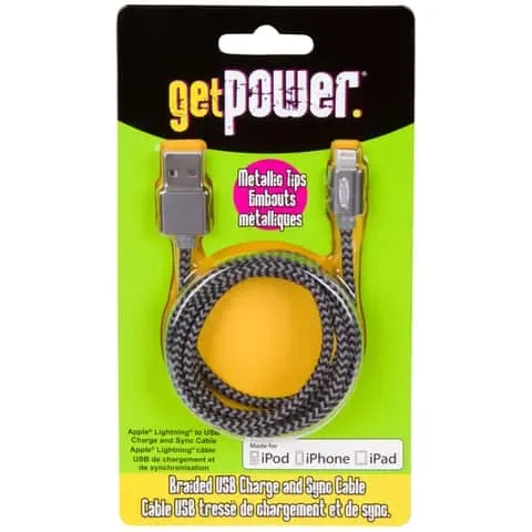 GetPower 3 ft. L Lightning Cable 1 pk