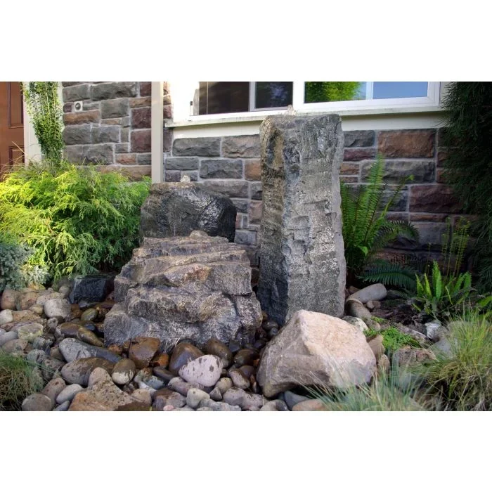 GFRC Bubbling Boulders LA7100K Cascade Mini-Mountain Spring Triple Complete Fountain Kit