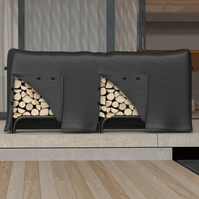 Gibson Living 8 Foot Black Water Resistant Firewood Log Rack Cover