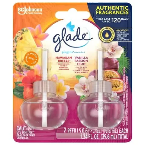 Glade Plug-Ins Vanilla Passion Fruit/Hawaiian Breeze Scent Air Freshener Refill 1.34 oz Liquid