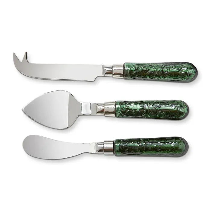 Glass Handle Cheese Utensil Set – Green