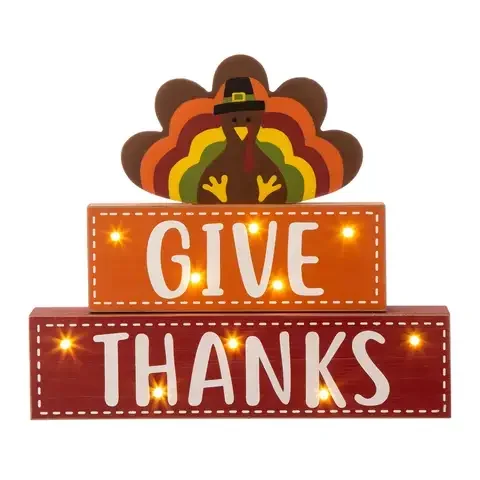 Glitzhome 10.28 in. Prelit Thanksgiving Lighted Turkey Fall Decor