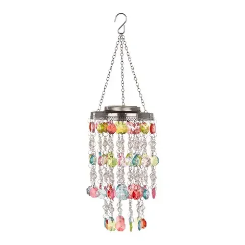 Glitzhome 18.75 in. H X 5.5 in. L Multicolored Acrylic/Iron Solar Lighted Hanging Decor