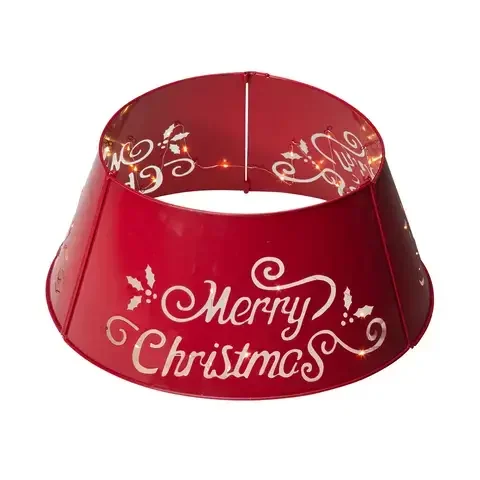 Glitzhome Red Merry Christmas Tree Collar 9.75 in.