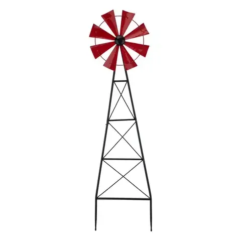 Glitzhome Red Metal 44 in. H X 12.25 in. L X 2 in. W Wind Spinner Yard Stake