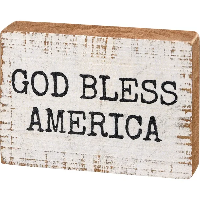 God Bless America Block Sign