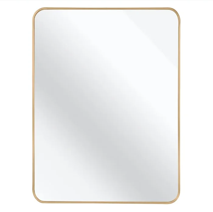 Gold 30 “X40” Rectangular Bathroom Wall Mirror Gold Classic Mdf Glass Aluminium Alloy