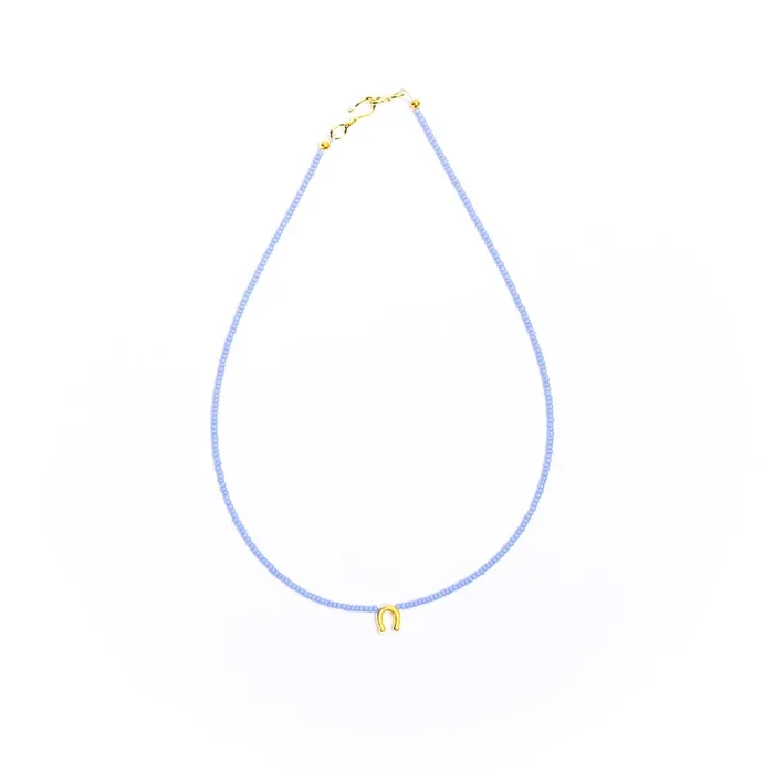 Gold Horseshoe Necklace – Blue