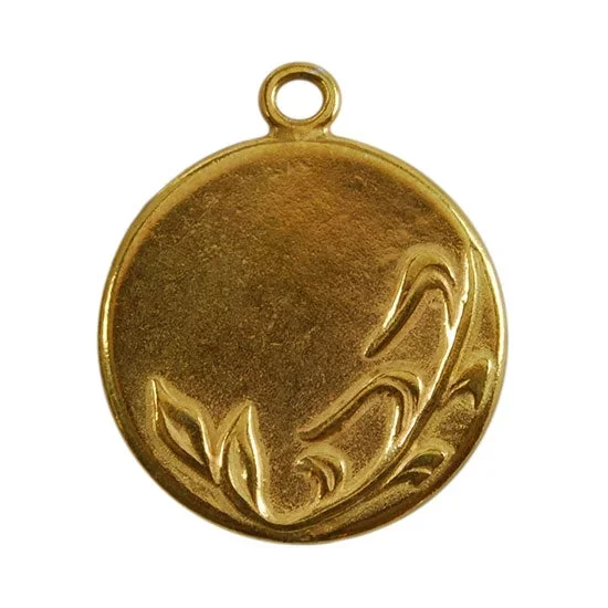 Gold Plate Shape – Spring Round Pendant – 25mm Pkg/2