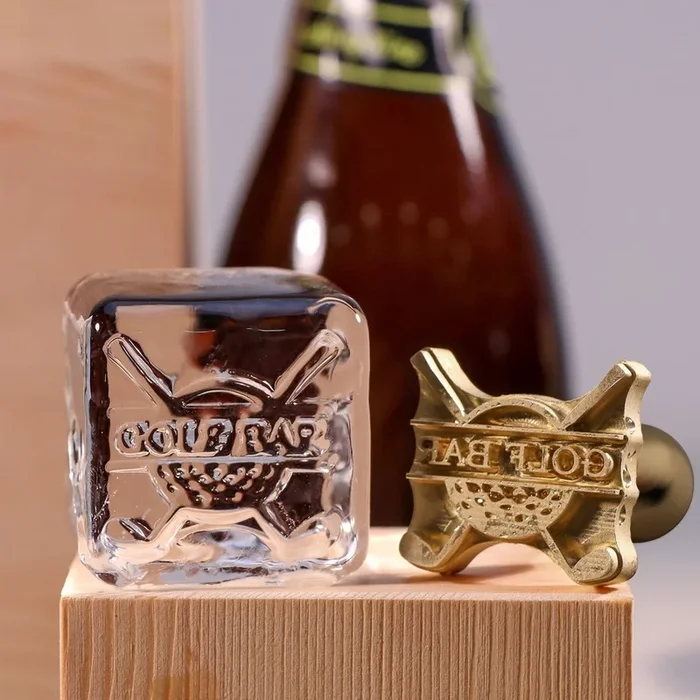 Golf & Drinks Monogram Brass Ice Stamp for Bartender & Planner