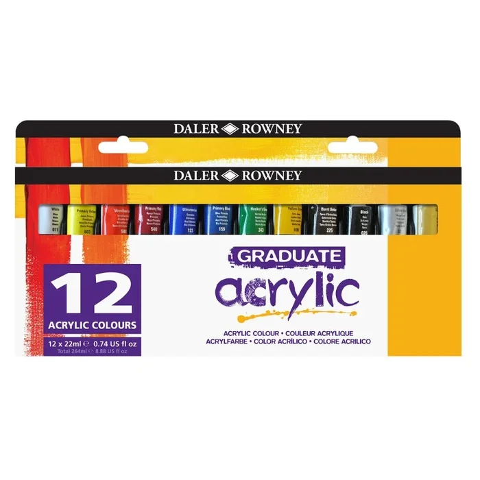 Graduate Acrylic Paint Asst 12Ct 22Ml Daler-Rowney