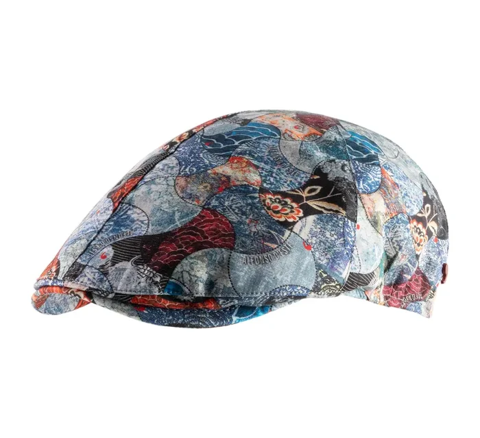 Graphic Mix Flat Cap by Alfonso D’Este | The “Dali” Six Pannel Flat Cap | Funky Brims