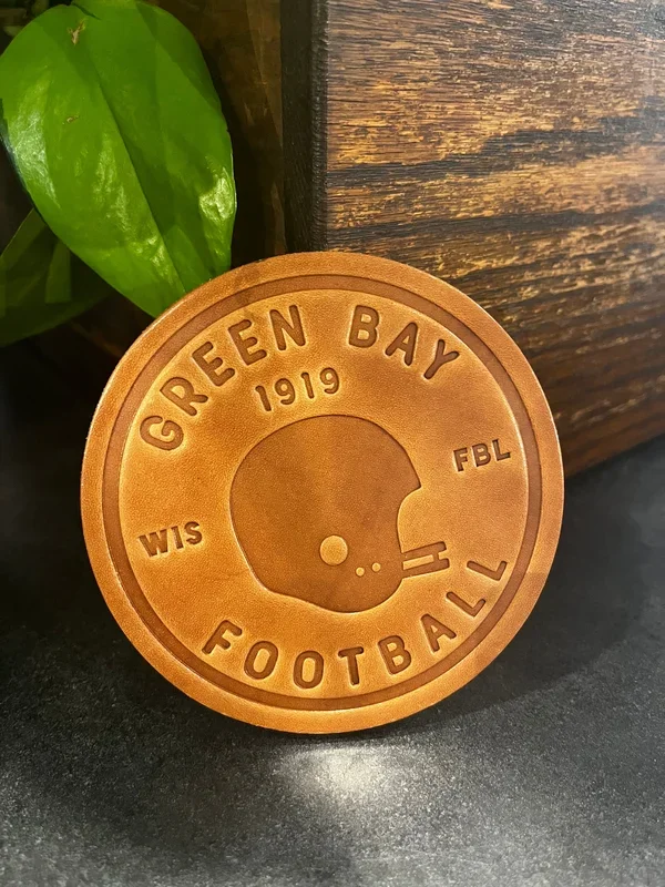 Green Bay Football Leather Coaster