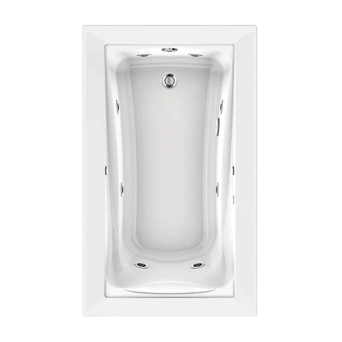 Green Tea 60 in. x 36 in. Reversible Drain EcoSilent EverClean Whirlpool Tub in White