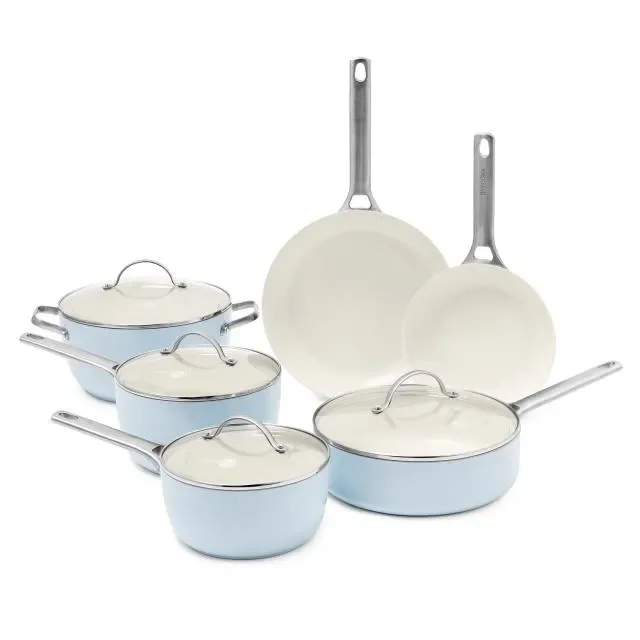 GreenPan – Padova Ceramic Non-Stick 10-Piece Cookware Set – Light Blue