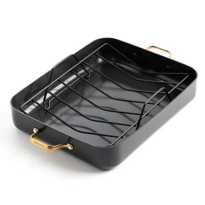 GreenPan – Reserve Black Ceramic Nonstick Roaster with Rack