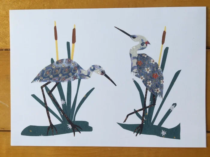 Greeting Card – Blue Herons in the Cattails