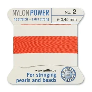 Griffin Nylon Beading Thread with Attached Needle – Size 2