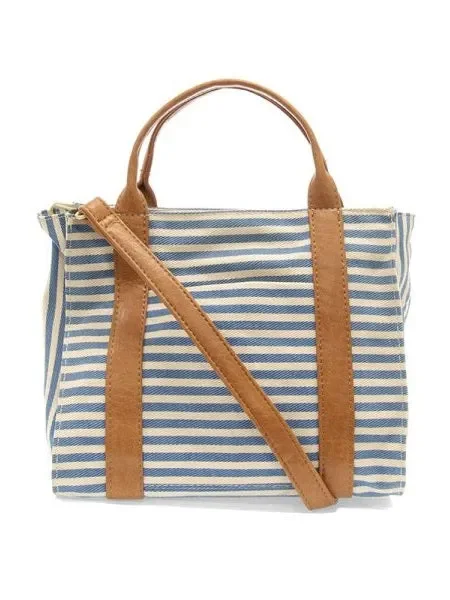 Gwen Striped Canvas Tote – L8169-06 – Women’s Blue & White Bag
