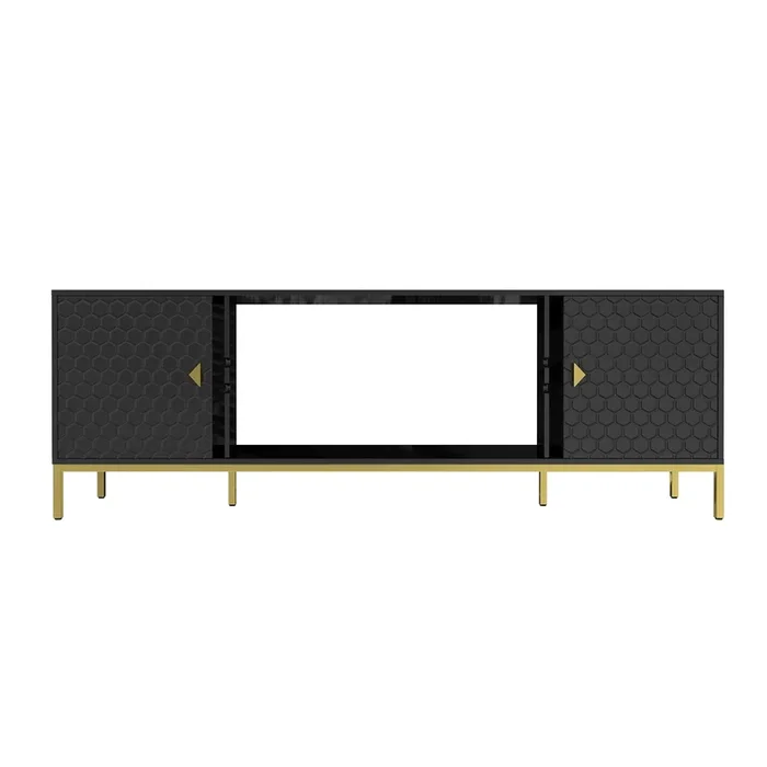 GZMR Modern/Contemporary Black Tv Cabinet Integrated Tv Mount (Accommodates TVs more than 70-in)