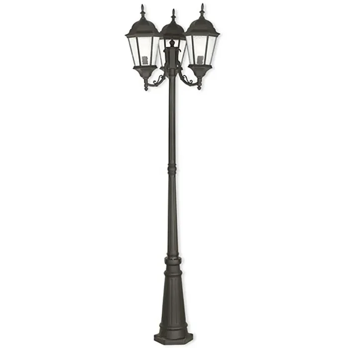 Hamilton 3 Light Textured Black Outdoor Post Top Lantern