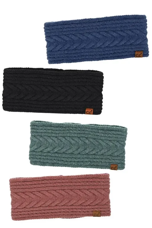Hana – C.C Cable Knit Lining Headwrap Winter Headband