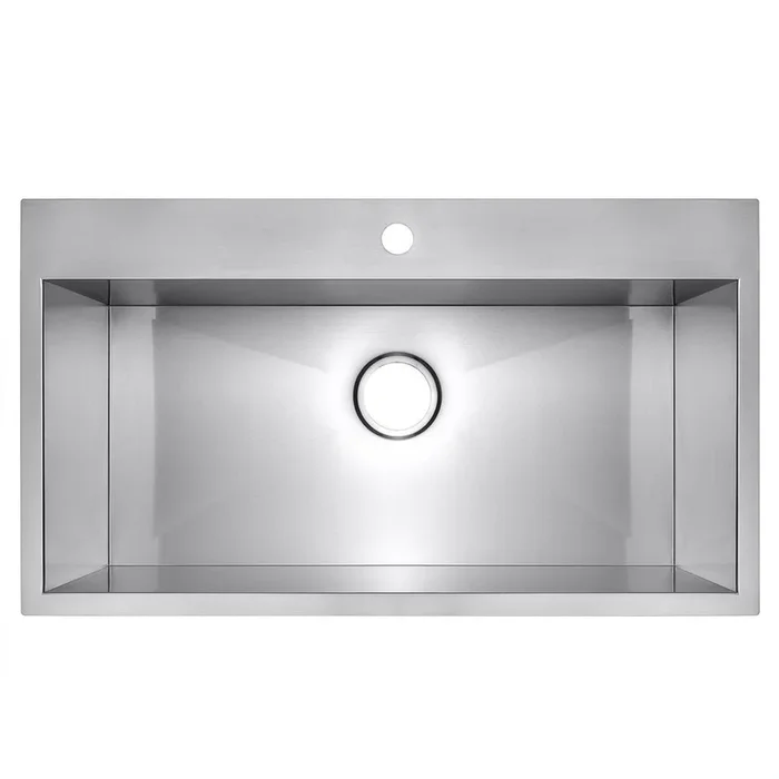 Handmade Drop-in Stainless Steel 33 in. x 22 in. x 9 in. 1-Hole Single Bowl Kitchen Sink in Brushed Finish