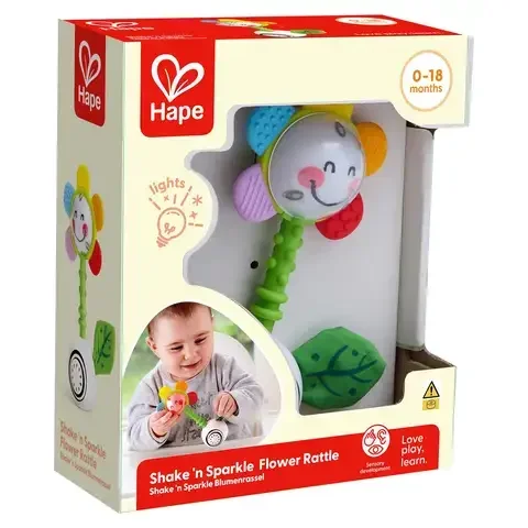 Hape Smiling Flower Shake n Sparkle Flower Rattle Multicolored