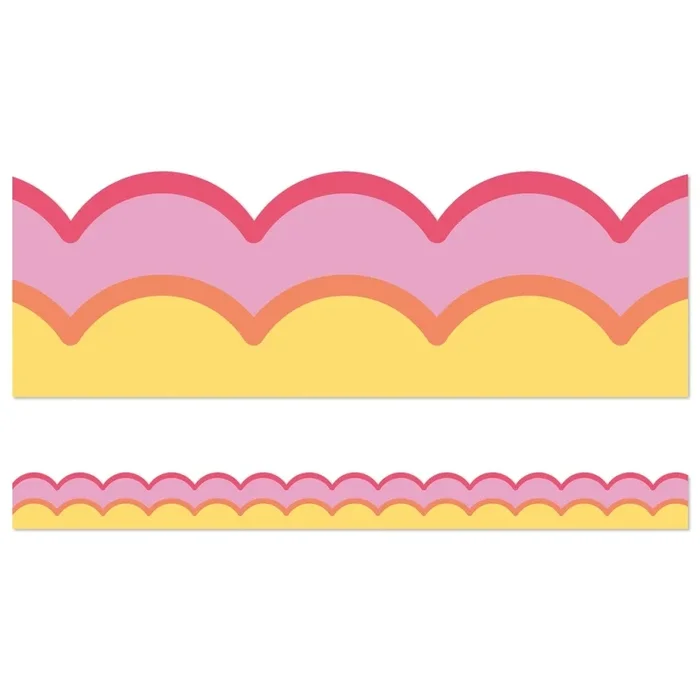 Happily Ever Elementary Retro Remix Warm Waves Scalloped Bulletin Board Borders