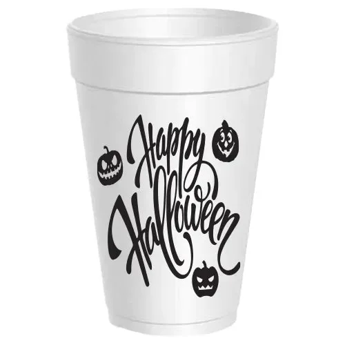 Happy Halloween Pumpkins Styrofoam Cups – Black