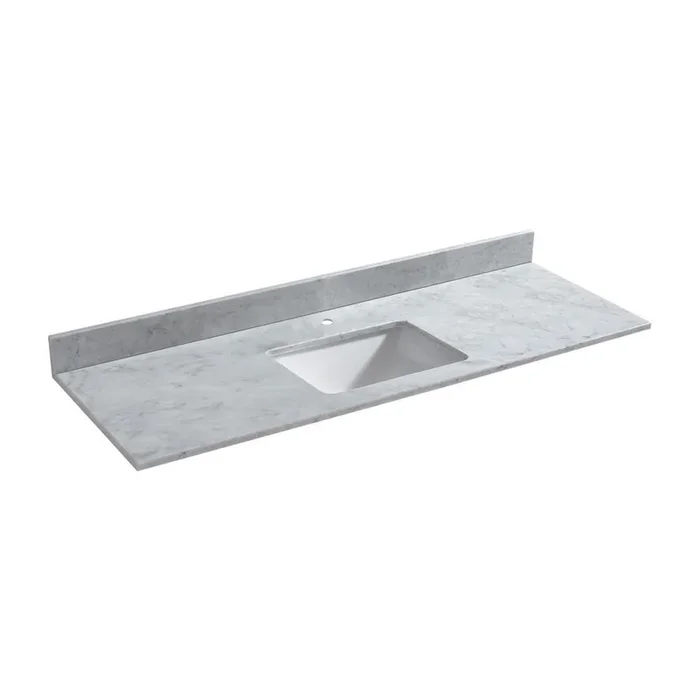 Harlow 61 in. W x 22 in. D Single Basin Carrara Marble Vanity Top in Carrara White with White Vitreous China Basin