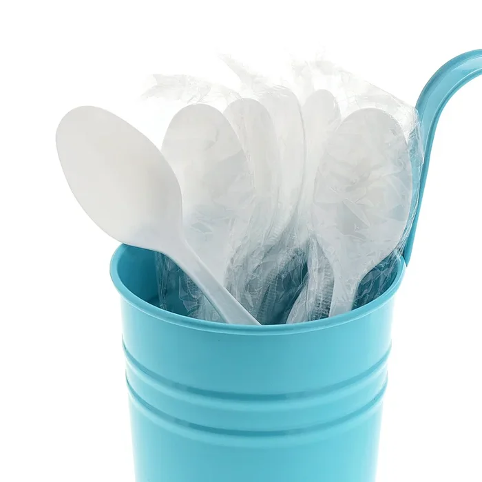 Heavy White Polystyrene Individually Wrapped Teaspoons, Case of 1,000