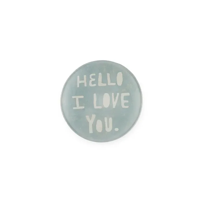 Hello I Love You Mini Round Decoupage Plate – 4″