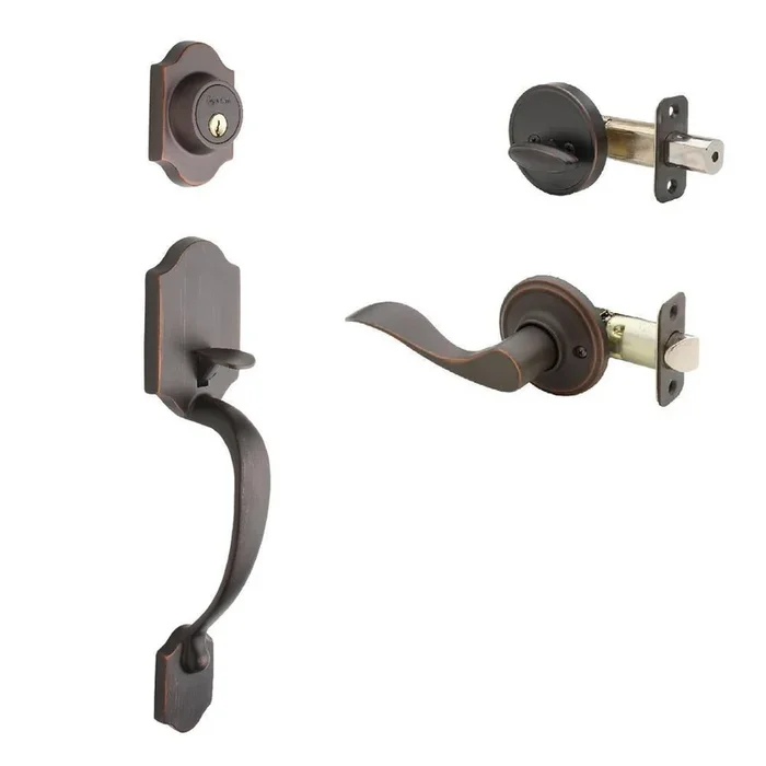 Heritage Tuscan Bronze Door Handleset and Waverlie Lever Trim