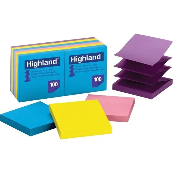 Highland Self-Sticking Bright Pop-Up Notepads