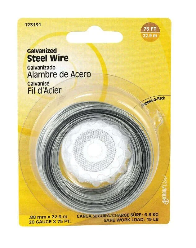 Hillman 75 ft. L Galvanized Steel 20 Ga. Wire
