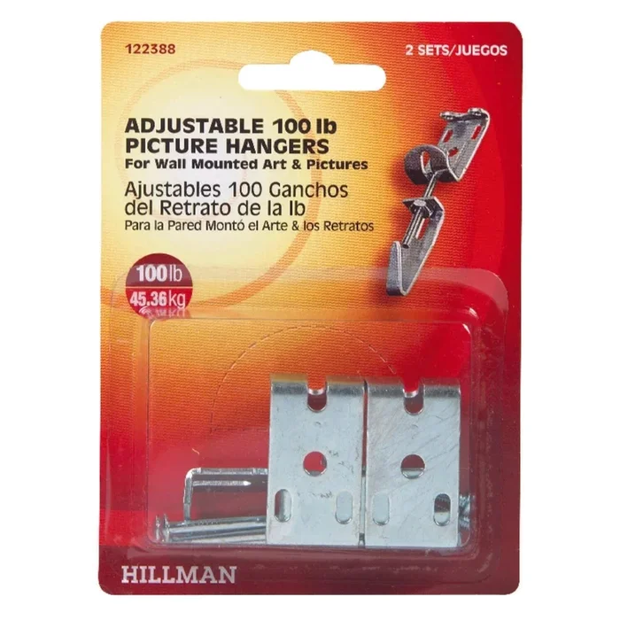 Hillman AnchorWire Metallic Adjustable Picture Hanger 100 lb 2 pk