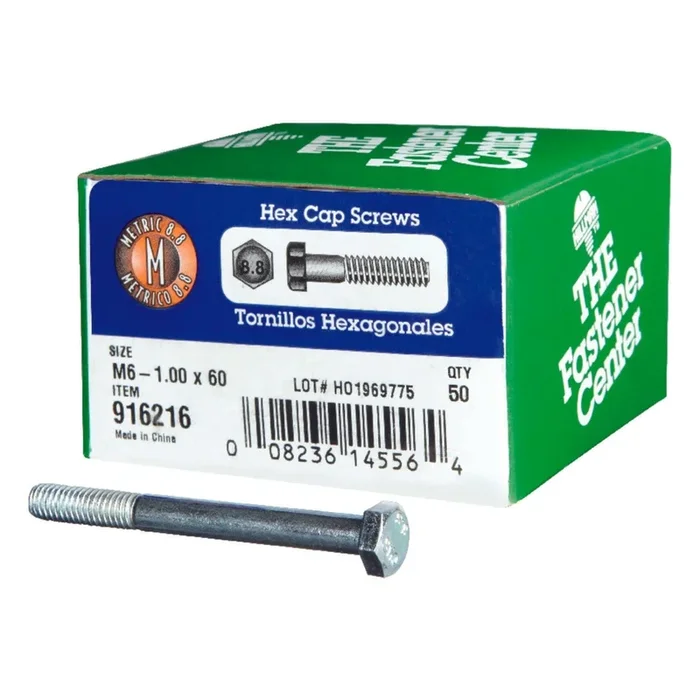 Hillman M6-1.00 mm D X 60 mm L Heat Treated Steel Hex Head Cap Screw 50 pk