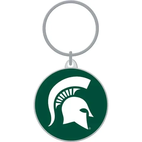 HILLMAN NCAA Tempered Steel Green Split Ring Keychain