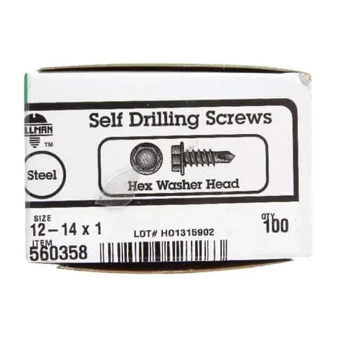 HILLMAN No. 12 Ga. X 1 in. L Hex Hex Washer Head Sheet Metal Screws 100 pk