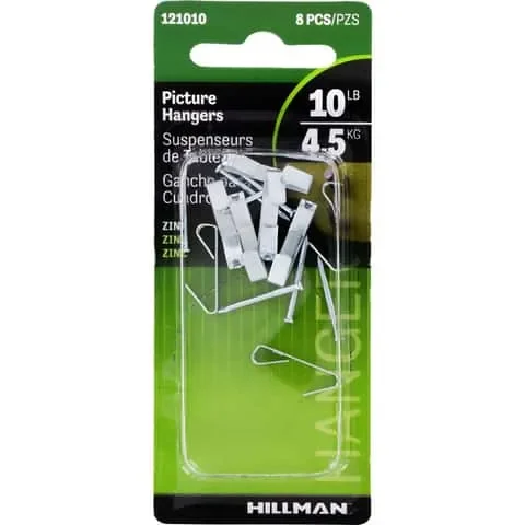 HILLMAN Zinc Silver Conventional Picture Hanger 10 lb 1 pk