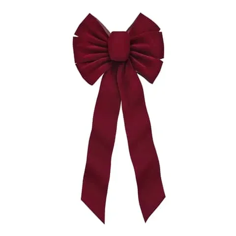Holiday Trims Burgundy 7 Loop Christmas Bow 10 in.