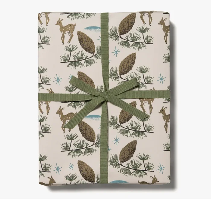 Holiday Wrapping Paper – Deer & Pine Cones