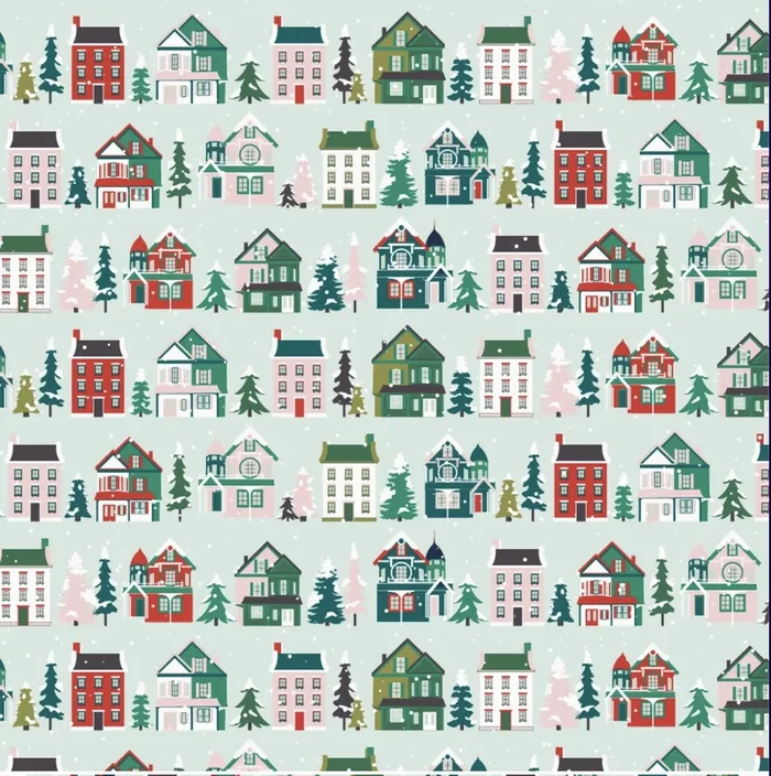 Holiday Wrapping Paper Roll – Classic Christmas Houses