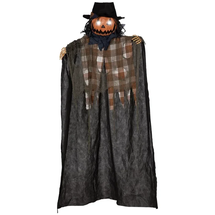 Homcom 6′ Life Size Halloween Hanging Pumpkin Ghost Decoration, Light Up Eyes And Creepy Talking, Sound Activated Prop For Indoor Or Covered Outdoor Porch, Battery Operated Multicolor Polyester