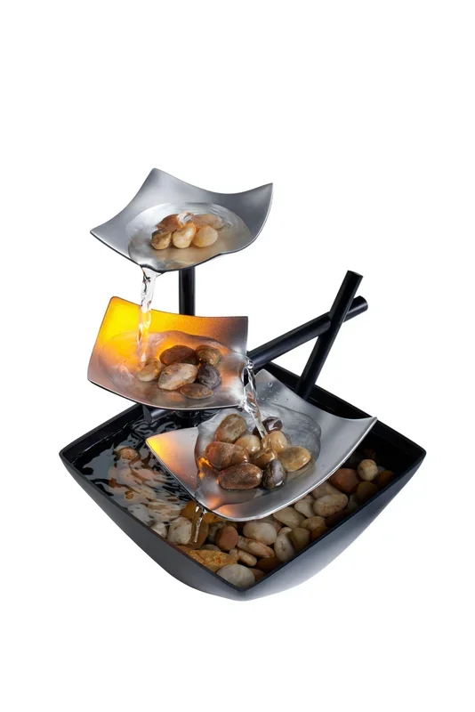 HoMedics EnviraScape Silver Springs, Indoor Table Top Relaxation Fountain, Natural River Rocks, Powered, WFL-SLVS
