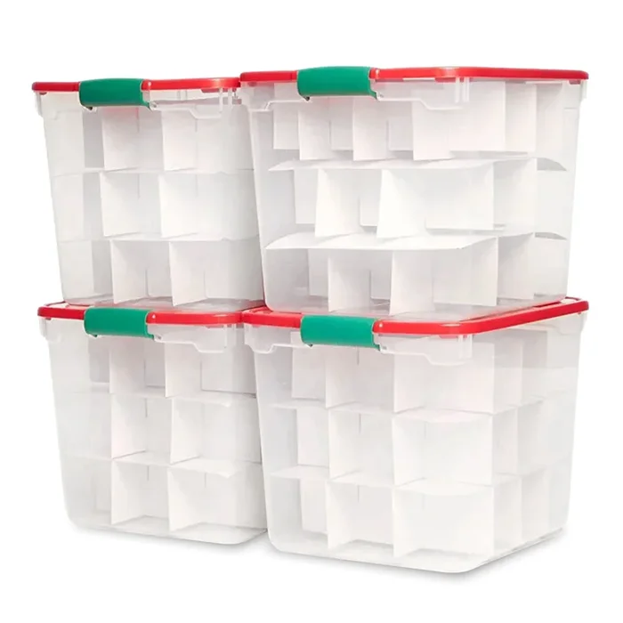 HOMZ 31 Qt Holiday Clear Plastic Storage Container w/ Latching Handles (4 Pack)