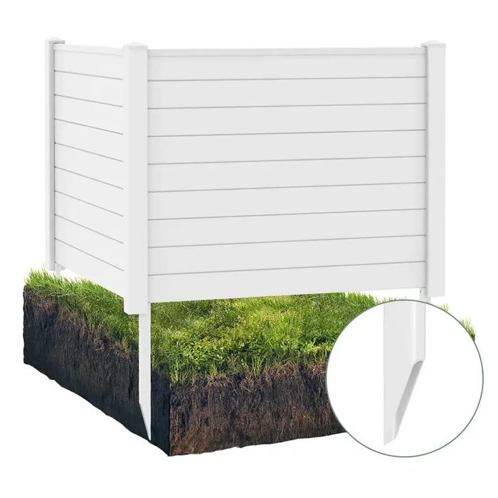 HONEY JOY 3.1 ft. x 4 ft, White Privacy Framed Flat Outdoor Vinyl Fence Panel Decorative Fence Trash Enclosure and Air Conditioner