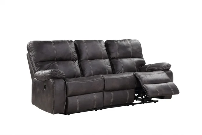 Hooper Gray Power Reclining Sofa Gray Foam Engineered Wood 3 Seat
