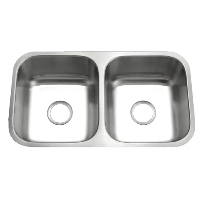 Houzer Eston 31 inch Stainless Steel Undermount 50/50 Double Bowl Kitchen Sink with Strainer & Bottom Grid